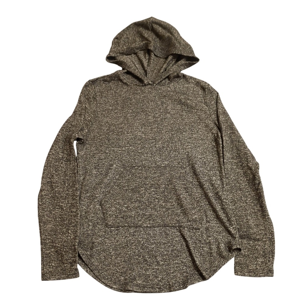 Free For All Hoodie Womens Small Grey Marled Knit Pullover Curved Hem Casual
